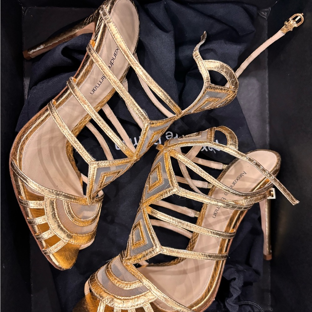 ALEXANDRE BIRMAN KAMILY SANDAL IN GOLD Sz 6. Worn once